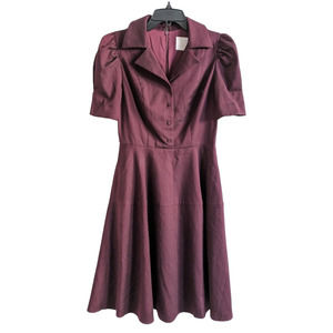 Gal Meets Glam Nina Twill Fit & Flare Burgundy Dress Size 2